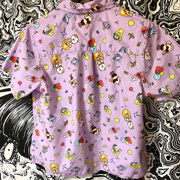 BTS BT21 Fun Cartoon Print Purple Shirt - Picture 3 of 4